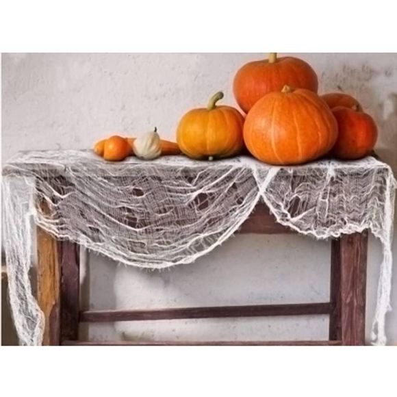 White Creepy Fabric Halloween Party Decoration 79" x 197" - Picture 4 of 5